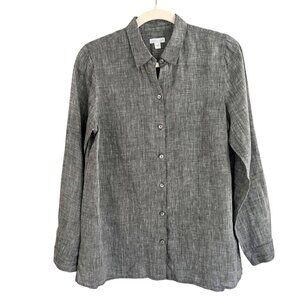 J. Jill Love Linen Essential Shirt 100% Linen Heather Gray Women Size Small